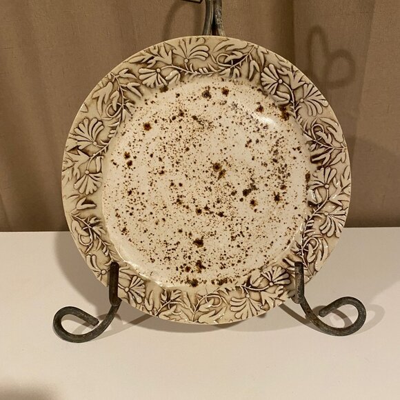 Studio Pottery Plate - Brown Leaf Design, Signed by Janie O. 9.5” 🍂 - Picture 1 of 3